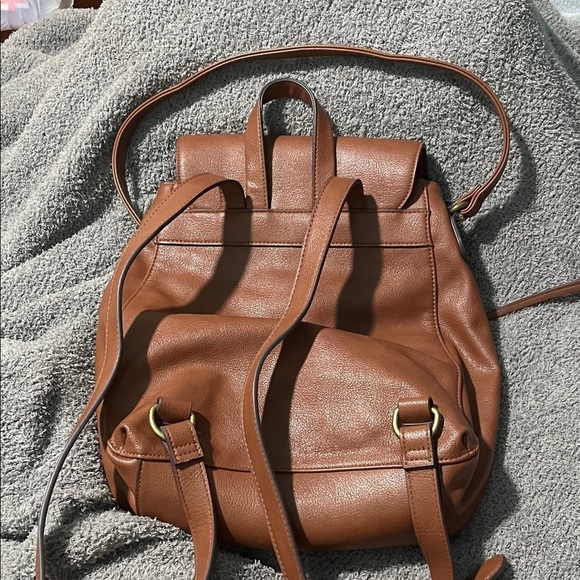 Rosetti Brown Leather Backpack with Zipper Details main image 2